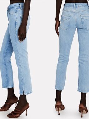 Frame Le High Straight Ankle Jeans – Caye Sand Wash, Cropped Slim Straight 27